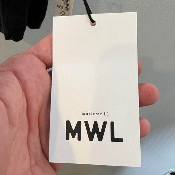 Madewell $48 Variegated Rib Drop Top Black Size M NJ129 - Picture 5 of 8